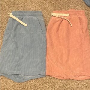 Men’s Blue and Pink Corduroy Shorts Set